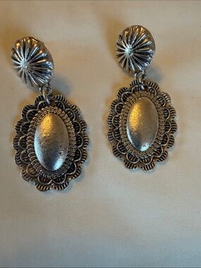 Silver-Tone Filigree Drop Earrings